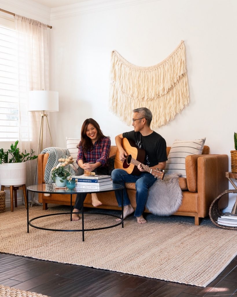 anita yokota method living room boho decor guitar 