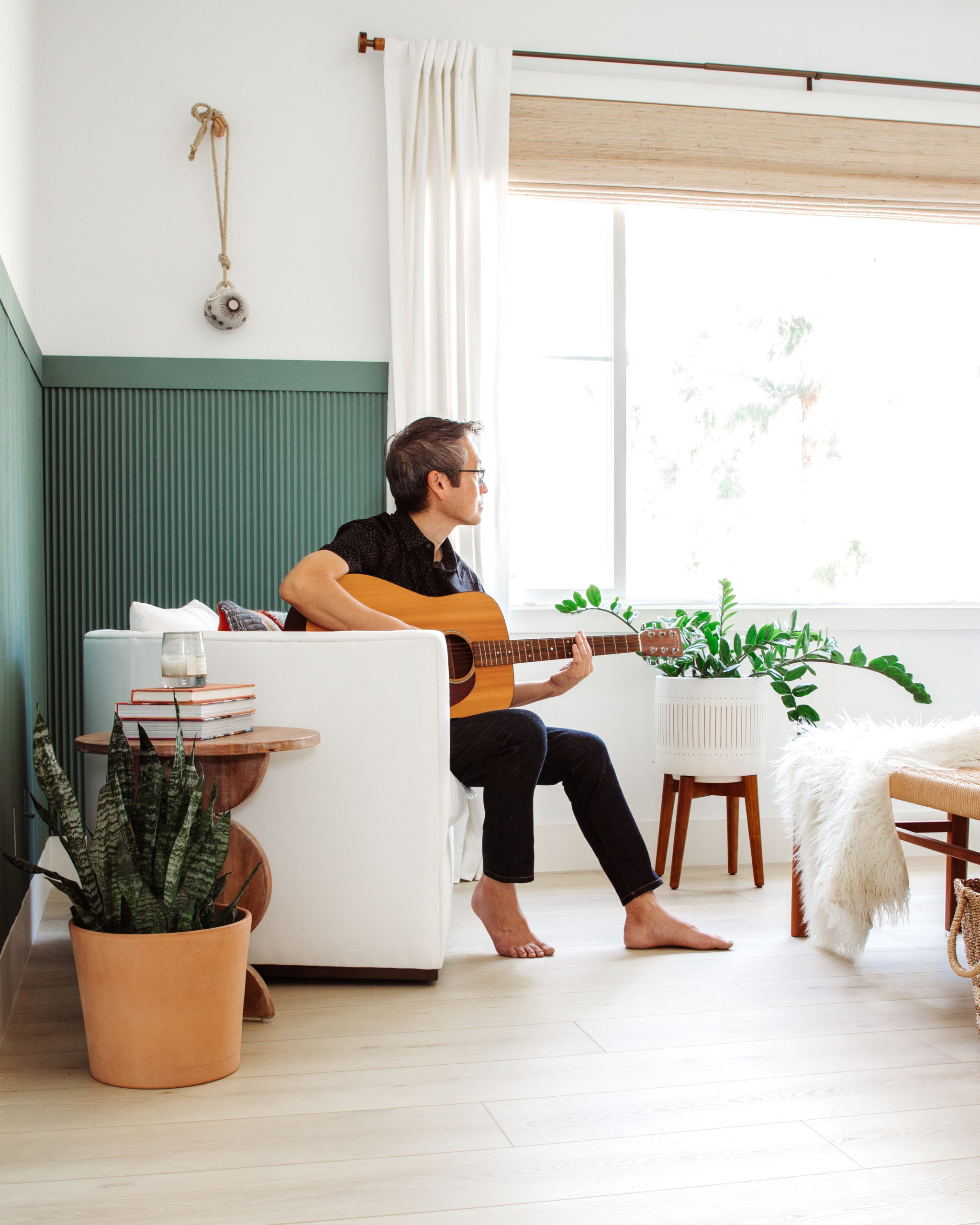 Travis makes himself at home in our new meditative corner