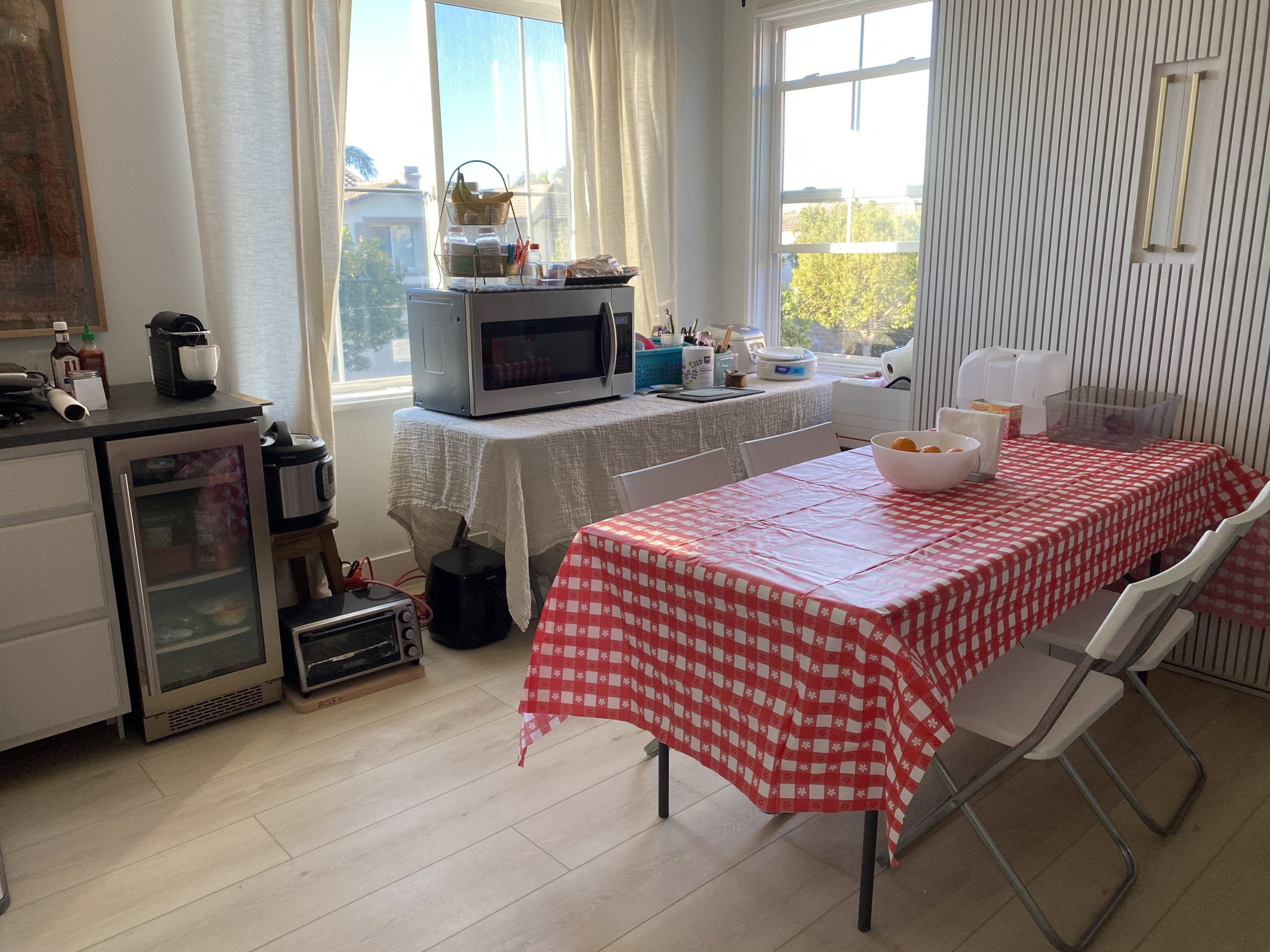 Our desert den doing double duty as a makeshift kitchen