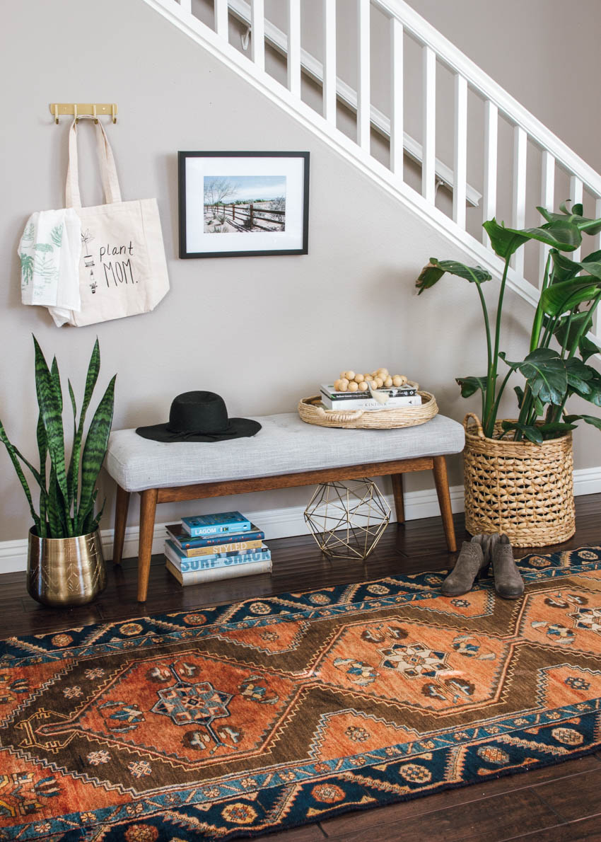 vintage rug west elm bench the sill bag 