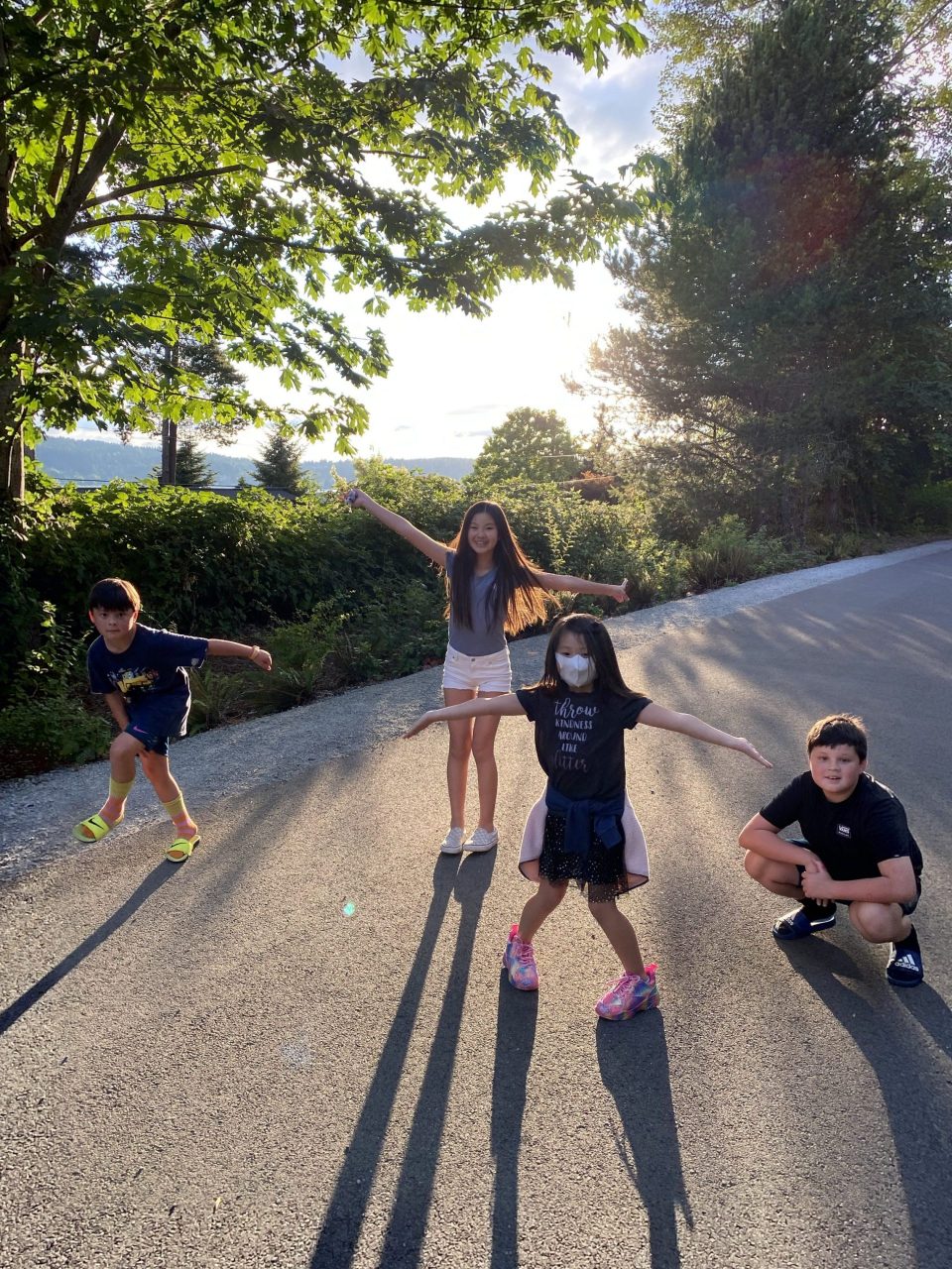 The kids soaking up the last few rays of summer before going back to school! 