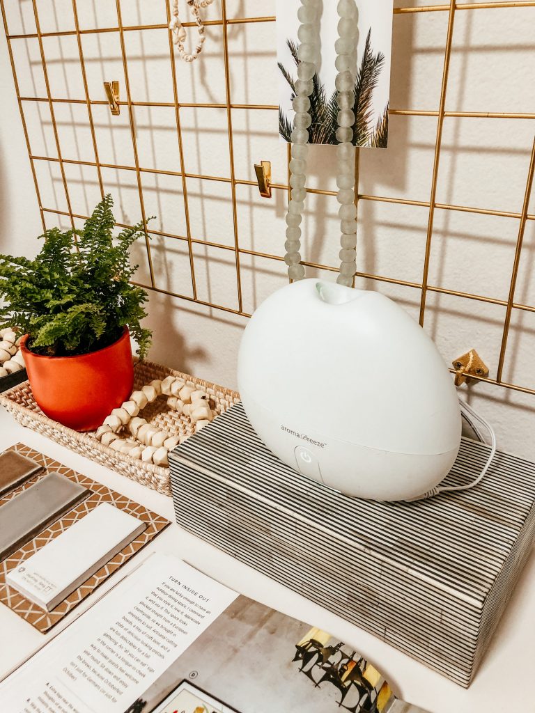 aromatherapy plants wfh desk wall grid 