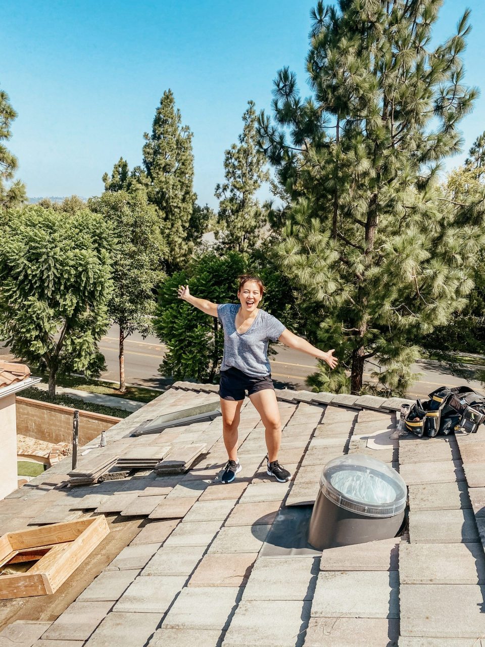 Anita on her actual roof!