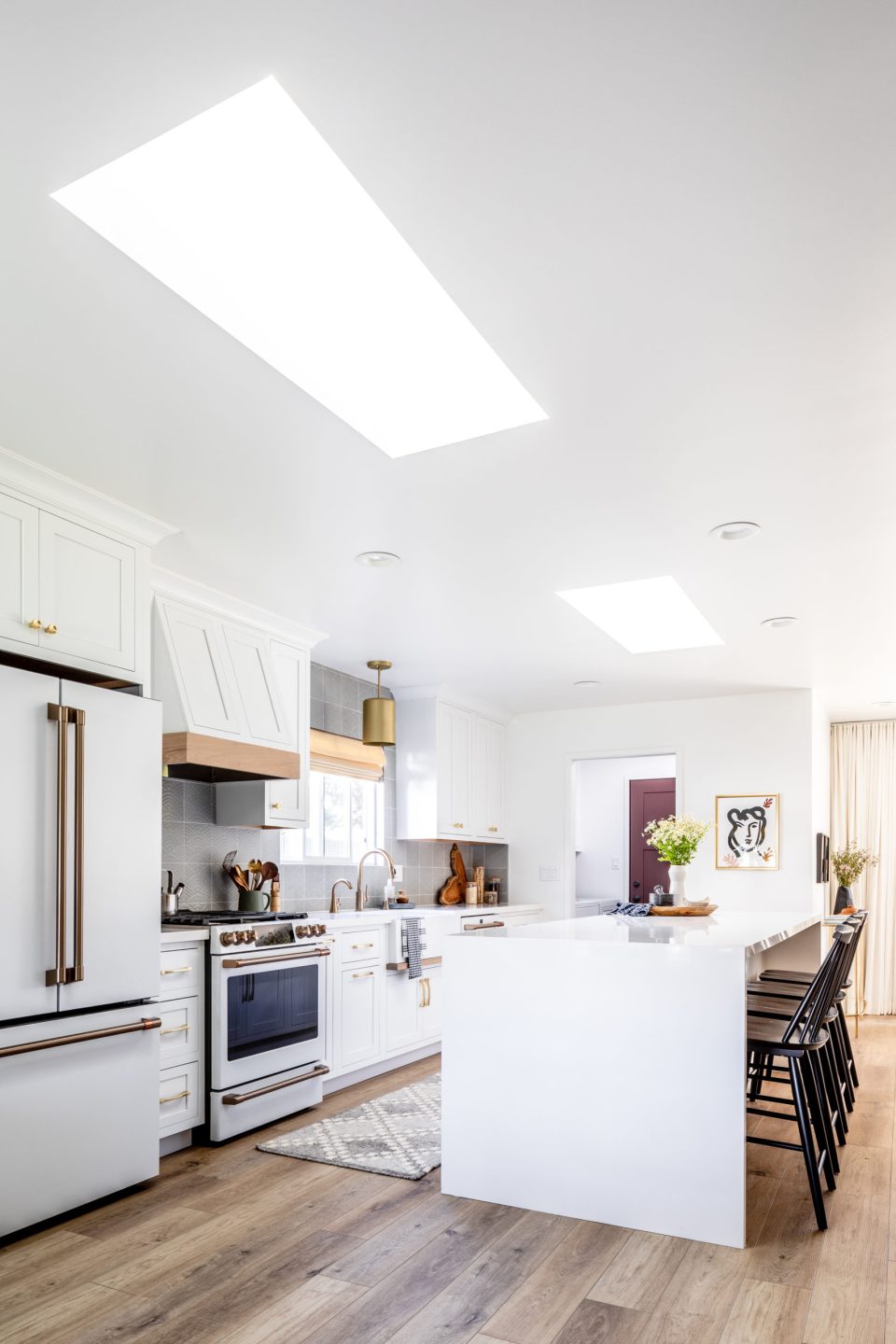 Skylights illuminate this kitchen from wall to wall